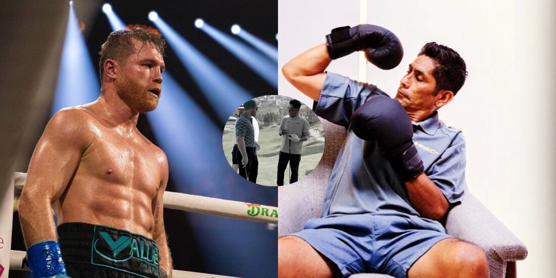 Canelo' Álvarez y Jorge Campos coincidieron en un torneo de golf.