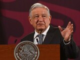 Andrés Manuel López Obrador, presidente de México, durante su intervención en la conferencia de prensa matutina en Palacio Nacional.