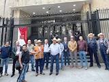 MIEMBROS de la ANTAC y del FNRCM, ayer, al bloquear Segob.