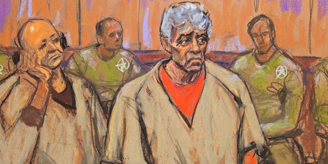 El narcotraficante Rafael Caro Quintero, en un boceto judicial.