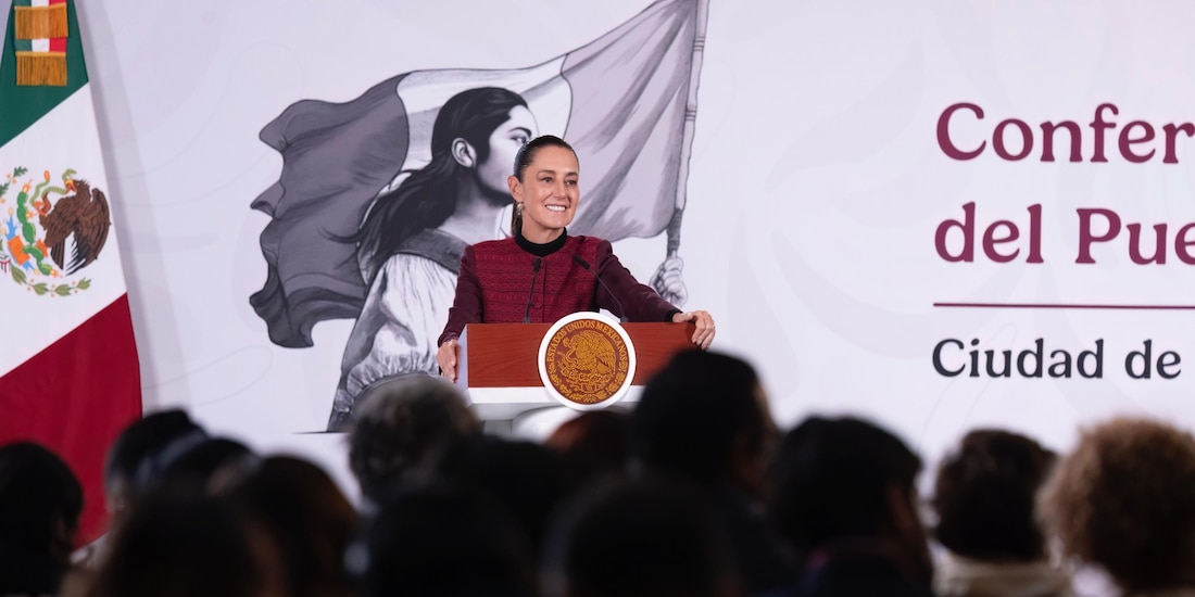 L Presidenta Claudia Sheinbaum este lunes en conferencia.