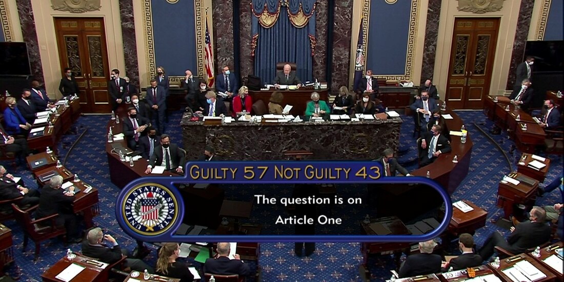 Fotografía del Senado de EU que muestra el resultado de la votación.