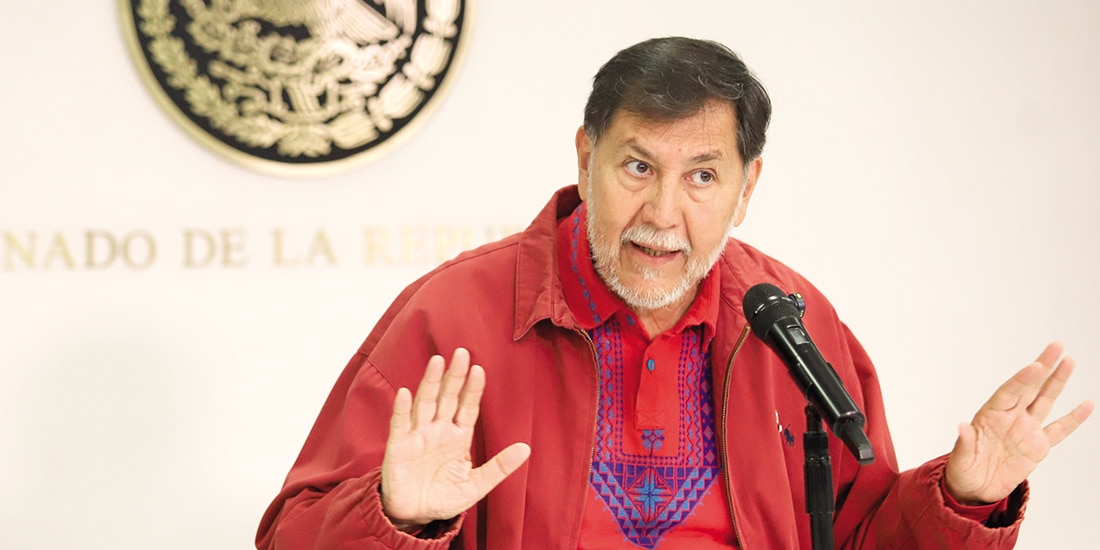 El senador Gerardo Fernández Noroña en conferencia en el Senado, en imagen ilustrativa.