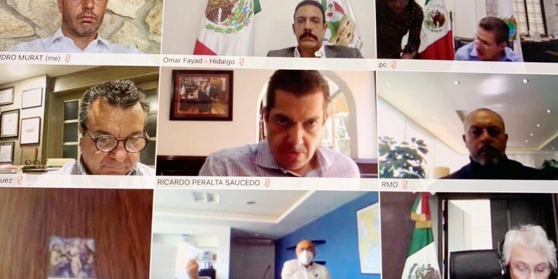 La secretaria de Gobernación en videoconferencia con los gobernadores.