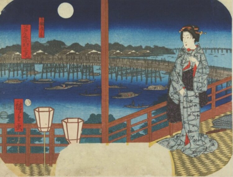 Luz de luna en Ryogoku (1856), de Utagawa Hiroshige.