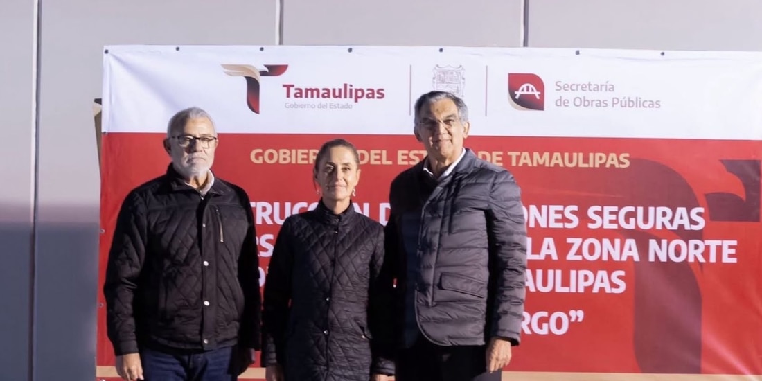 Al centro Claudia Sheinbaum y a su derecha Américo Villarreal.