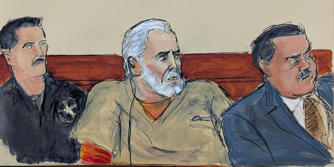 Ismael "El Mayo" Zambada, en un boceto de tribunal, el 20 de julio de 2026.