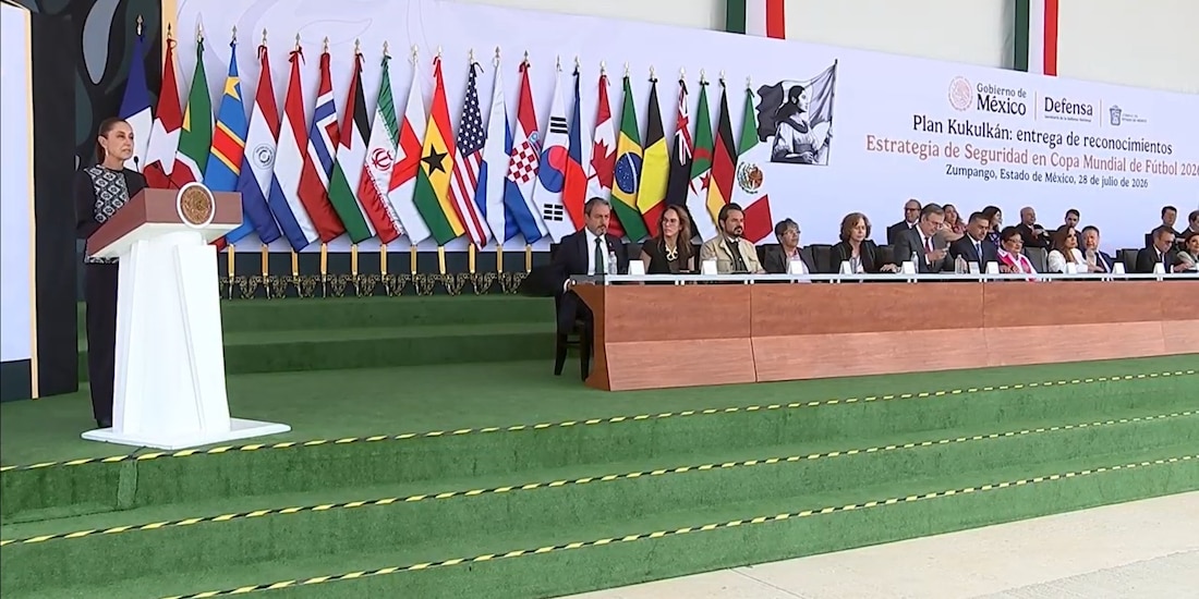 Claudia Sheinbaum en el evento de este mediodía.