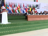 Claudia Sheinbaum en el evento de este mediodía.