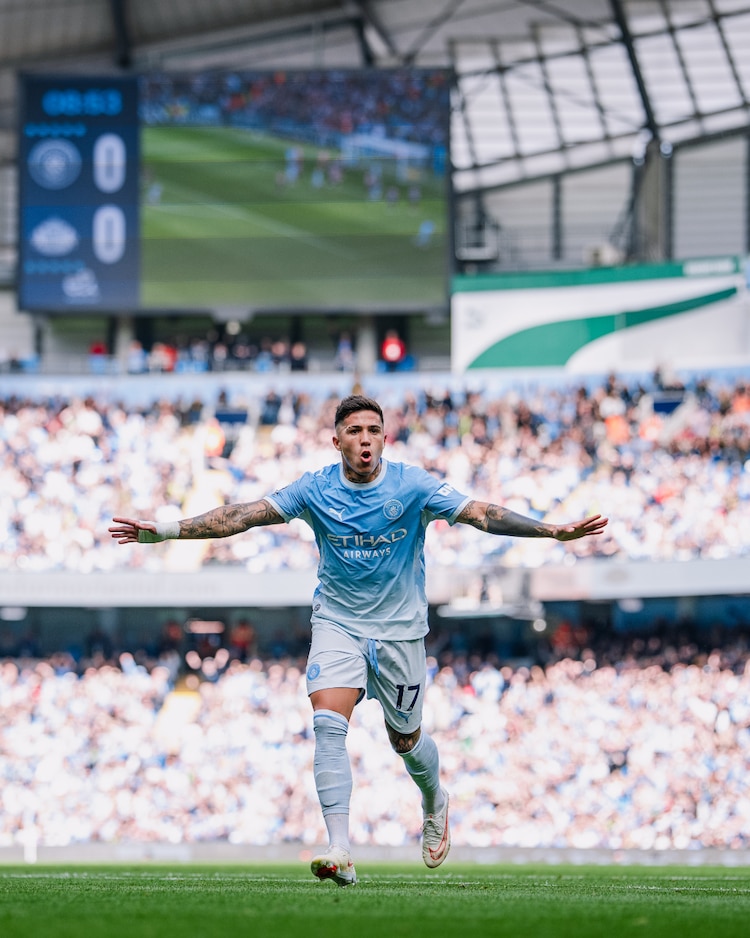 Enzo Fernández celebra un gol con el Manchester City