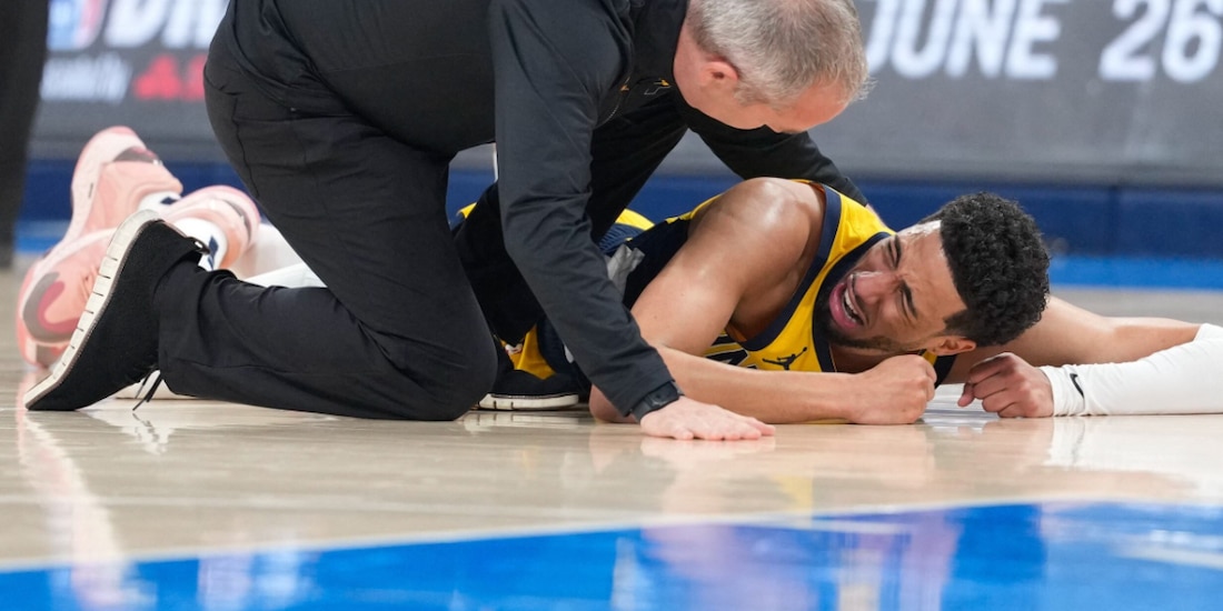 Tyrese Haliburton, al momento de
su lesión, el pasado 22 de junio.