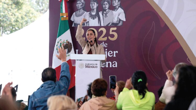 Claudia Sheinbaum, ayer, en la presentación de la Línea 4 del Cablebús.