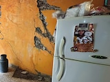 La vivienda de Daniel Díaz, en el Paraje Zacatepec, luce con grietas en sus muros y pisos, ayer.