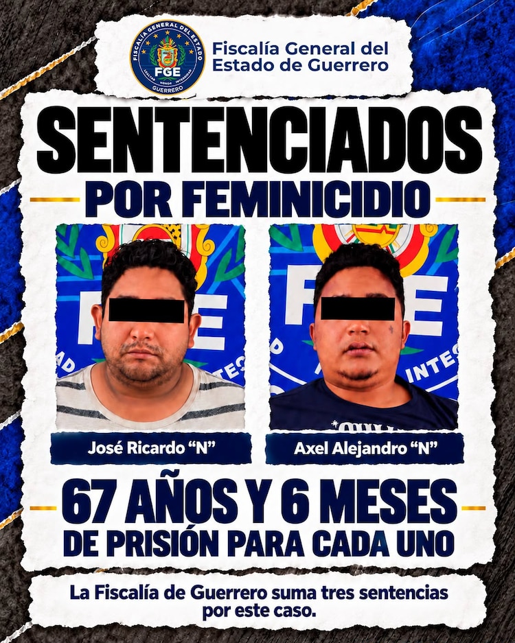 Dos hombres recibieron sentencias de 67 años de prisión por el feminicidio de “Angelito” en Taxco.