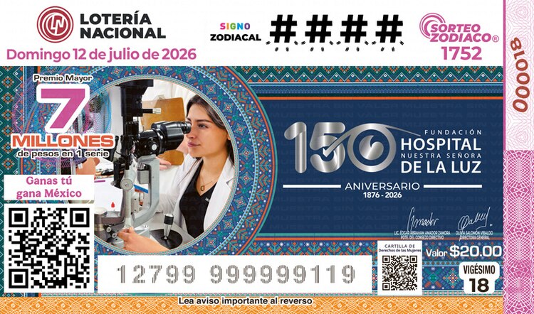 El Sorteo Zodiaco 1752 está dedicado al 150° aniversario del Hospital de La Luz.