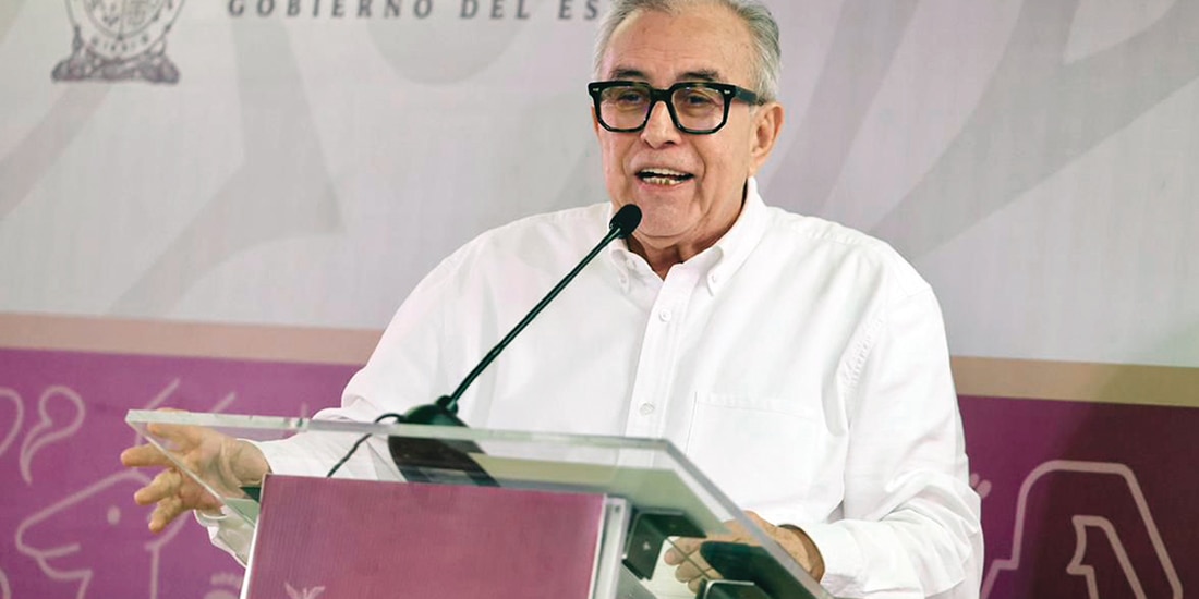El Gobernador de Sinaloa, Rubén Rocha Moya, ayer en conferencia.