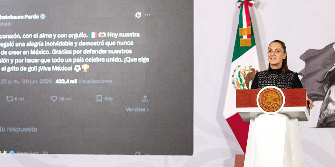 LA MANDATARIA presenta su mensaje al
tricolor, luego de su triunfo, ayer.