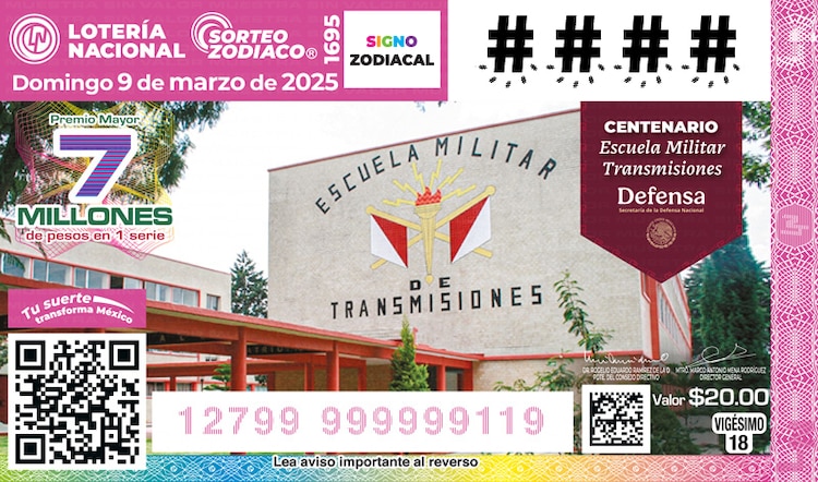 El Sorteo Zodiaco 1695 está dedicado al Centenario de la Escuela Militar de Transmisiones.