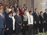 Hugo Aguilar, ministro presidente de la SCJN (centro, der.); a su lado, la presidenta Claudia Sheinbaum.