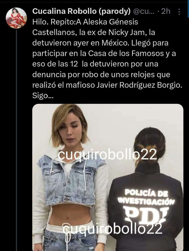 Reportan detención de Aleska Génesis