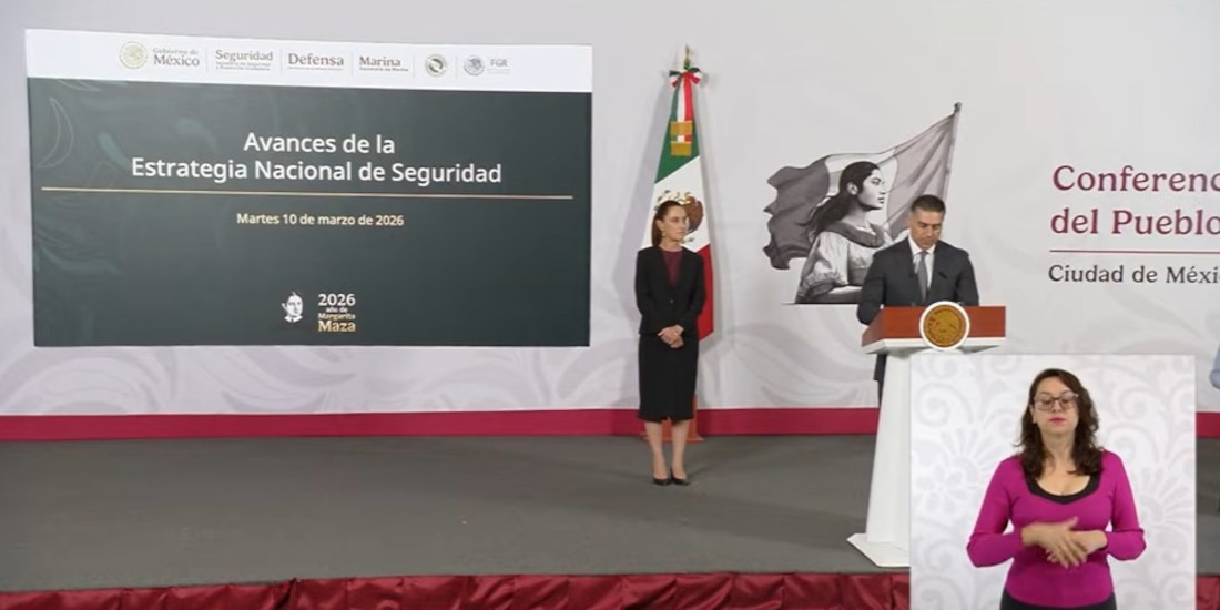 El titular de Seguridad federal esta mañana en Palacio Nacional.