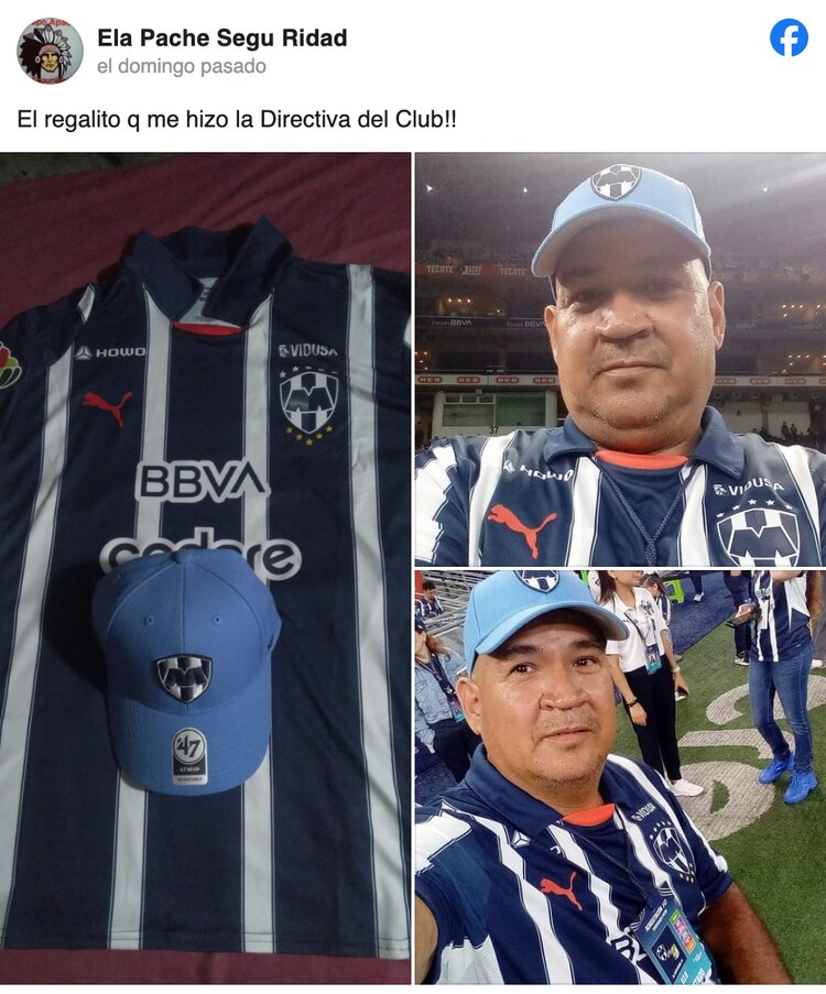El guardia de seguridad del Estadio BBVA Miguel Mireles presume la recompensa que le dieron los Rayados Foto: Captura de pantalla Facebook