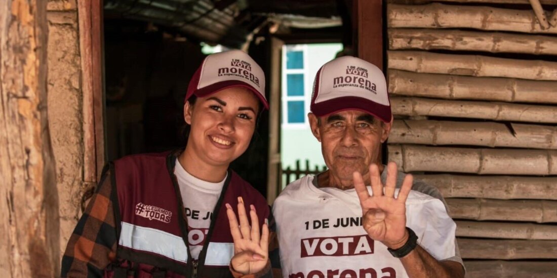 La abanderada de Morena a la alcaldía de Temporal, Lucero del Ángel, en imagen difundida ayer en sus redes sociales.