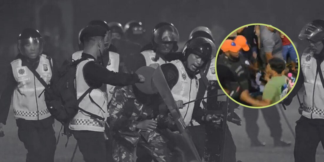 Aficionado brasileño defiende a otro seguidor que fue agredido por policías