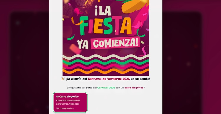 Registro de carros alegóricos para el Carnaval de Veracruz 2026