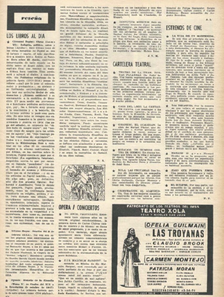 “Cartelera teatral” por Jorge Ibargüengoitia