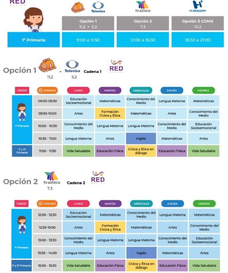 Horario Primaria Aprende en Casa III