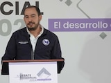 Marko Cortés, presidente del PAN, durante su llegada al Segundo Debate Presidencial en las instalaciones de Estudios Churubusco.