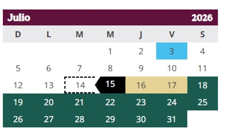 Calendario ORIGINAL del ciclo escolar 2025 - 2026 contemplaba término de clases el miércoles 15 de julio; otros dos días de la semana eran para taller docente.