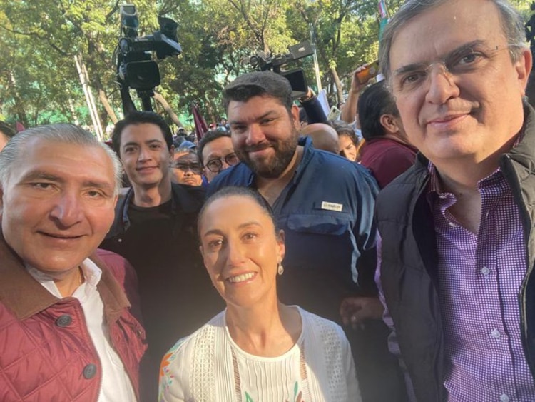 Secretario Adán Augusto López, Jefa de Gobierno de la CDMX, Claudia Sheinbaum, y canciller Marcelo Ebrard