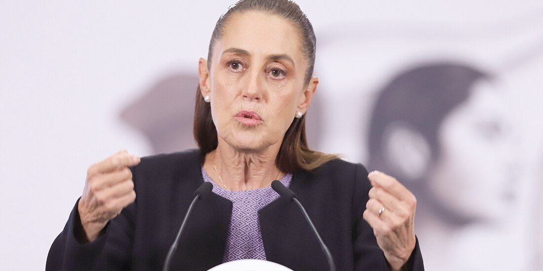 La jefa del Ejecutivo, Claudia Sheinbaum, en conferencia desde Palacio Nacional, ayer.