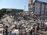 Un edificio colapsado por el sismo magnitud 7.4 en Colombia, el 10 de agosto de 2026.
