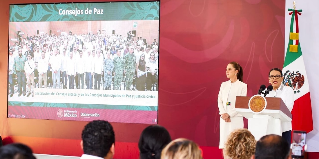 Rosa Icela Rodríguez, titular de la Secretaría de Gobernación, presenta avances de la Estrategia Nacional de Seguridad en Tabasco.
