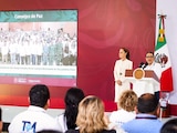 Rosa Icela Rodríguez, titular de la Secretaría de Gobernación, presenta avances de la Estrategia Nacional de Seguridad en Tabasco.