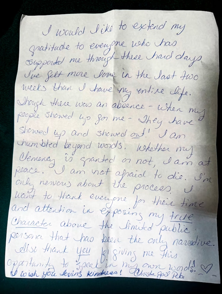 Carta de Christa Pike