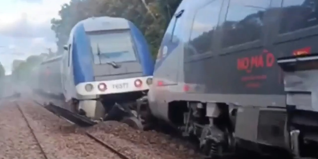 Descarrilamiento de tren en la región de Normandía, Francia, deja al menos 44 lesionados.