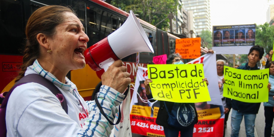 Aspecto de una marcha realizada en CDMX en abril de 2026