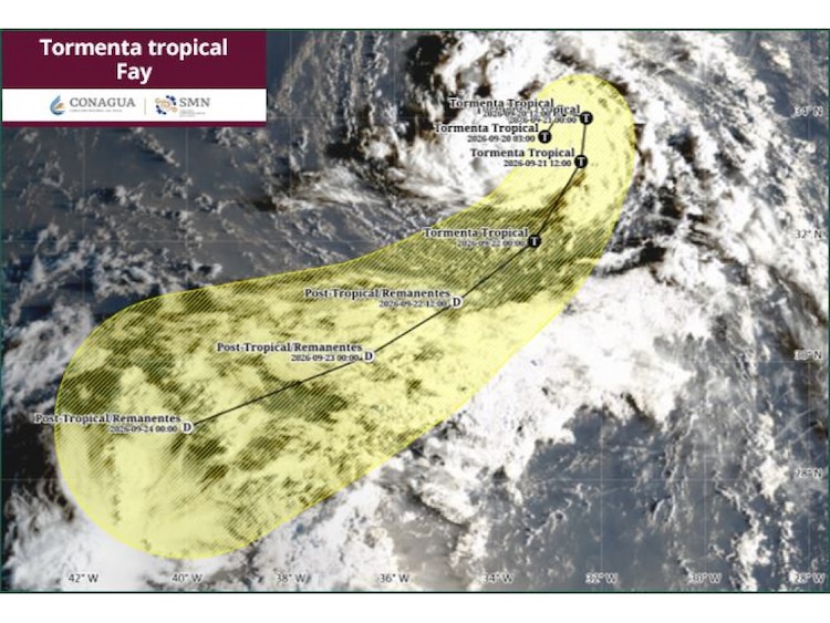 Trayectoria estimada de la tormenta tropical "Fay".