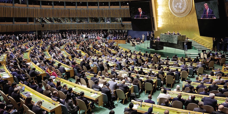 DONALD TRUMP se dirige a la 81.ª Asamblea General de las Naciones Unidas, en NY, ayer.