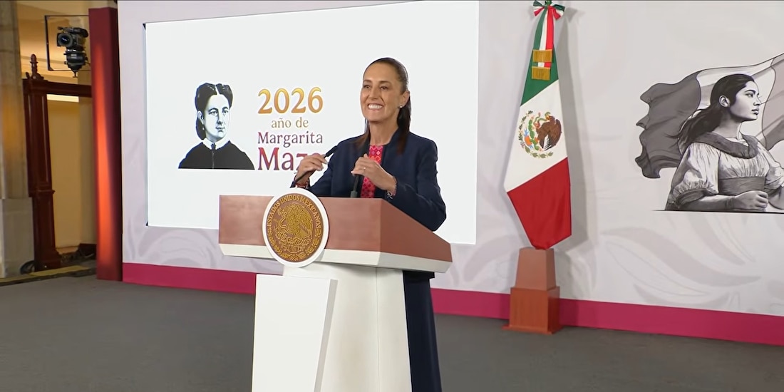 Claudia Sheinbaum este lunes en Palacio Nacional.
