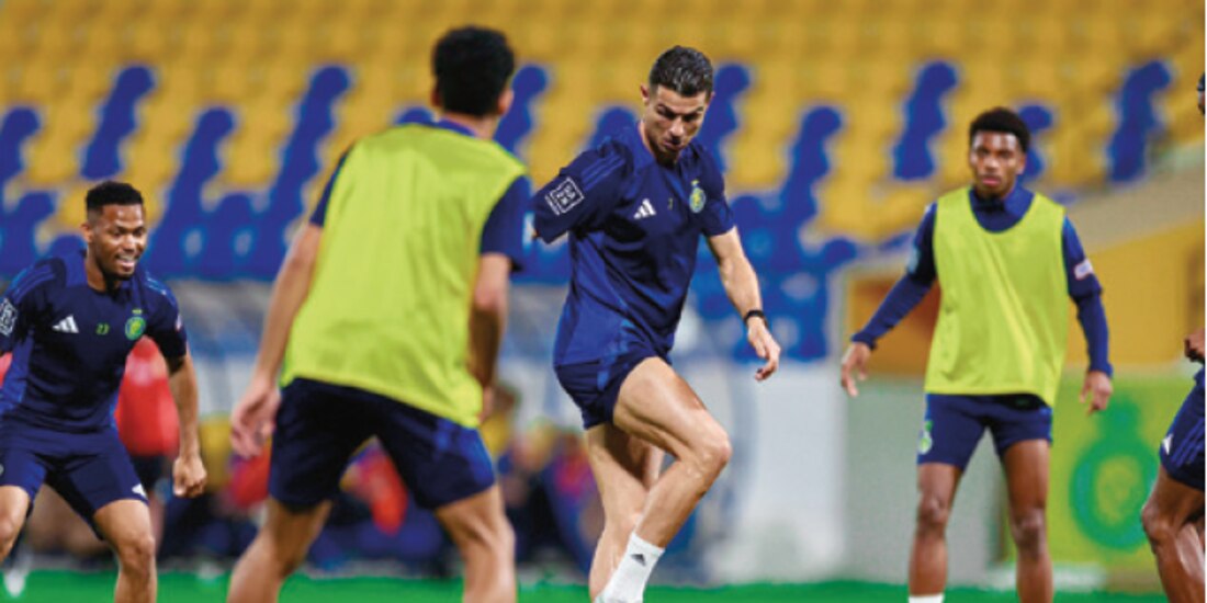 Cristiano Ronaldo en un entrenamiento
durante la semana