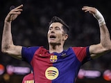 Robert Lewandowski celebrando un gol con el Barcelona.
