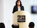 Norma Solano, titular de la CRT, ayer, en conferencia de prensa.