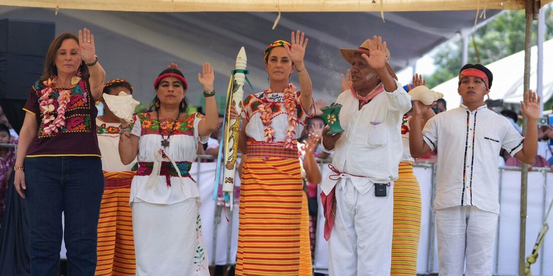 Claudia Sheinbaum, Presidenta de México, durante su gira de trabajo en Veracruz.