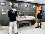 Autoridades posan frente a un decomiso de droga en Sinaloa, en febrero pasado.