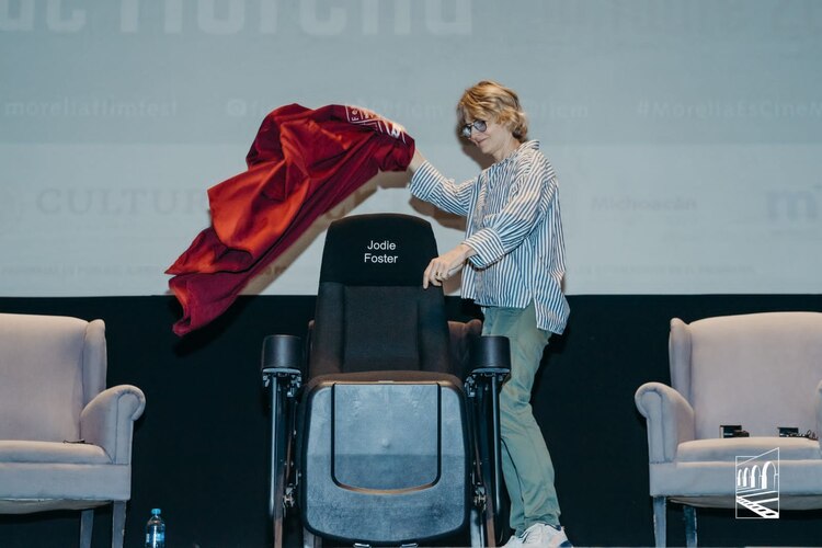 Jodie Foster durante una Clase Magistral desde el Teatro Melchor Ocampo.